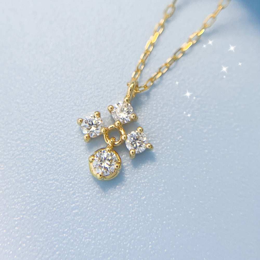 輕珠寶10分18K玫金十字鑽墜