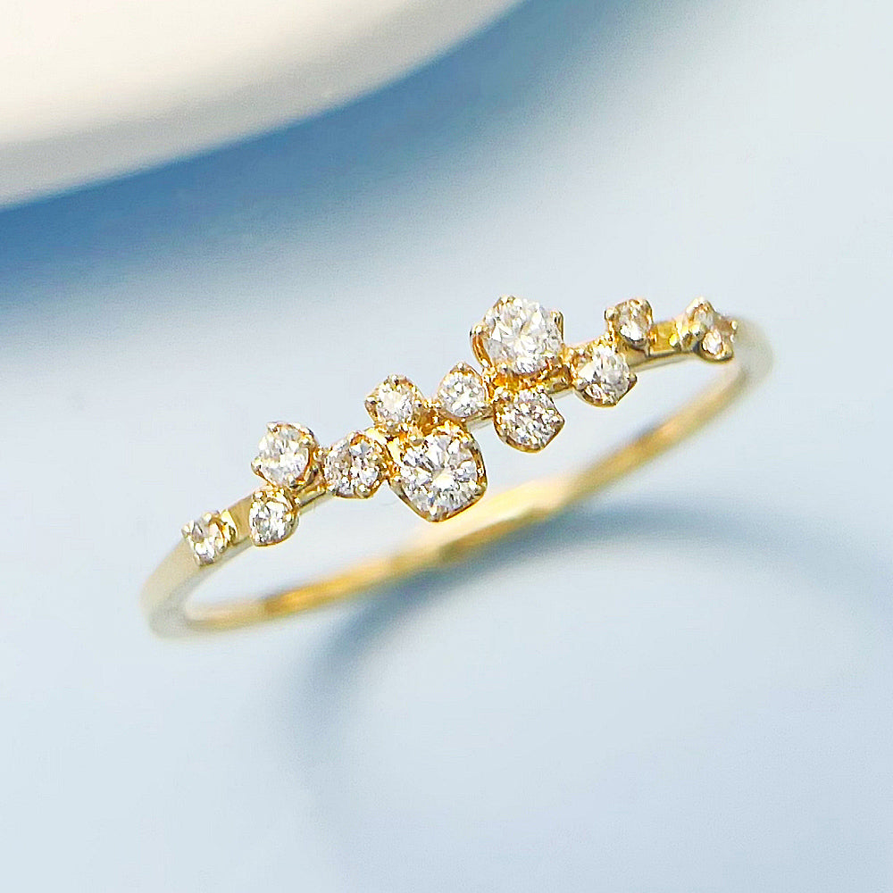 18K金 15分 鑽石線戒 繁星鑽戒雙色選