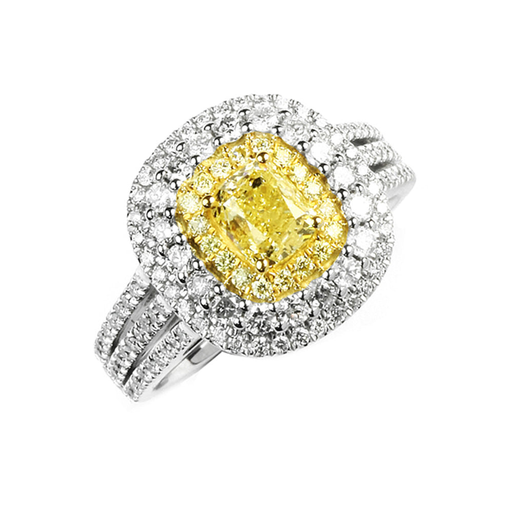 黃彩鑽GIA FANCY YELLOW 1克拉豪華璀璨鑽戒