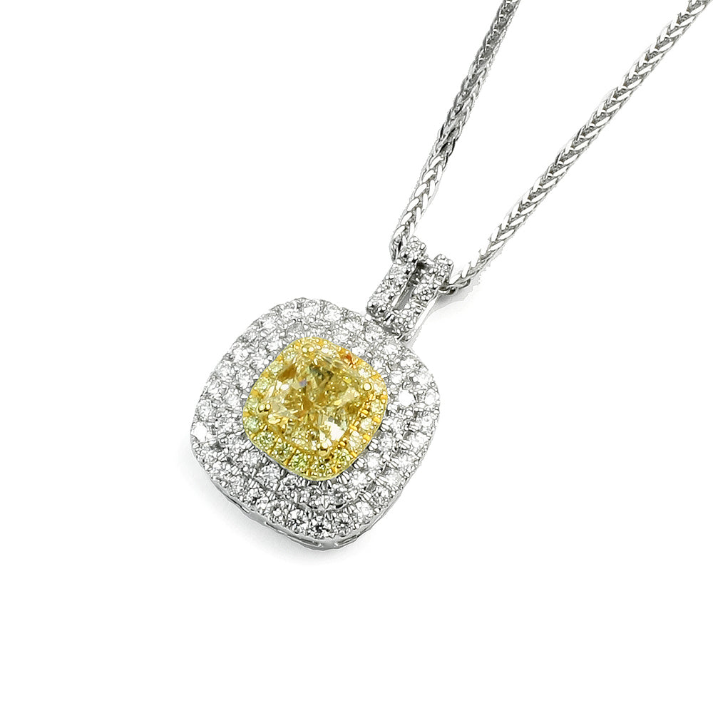 GIA 1克拉Fancy Yellow PT950鉑金 彩鑽墜 極致豪華
