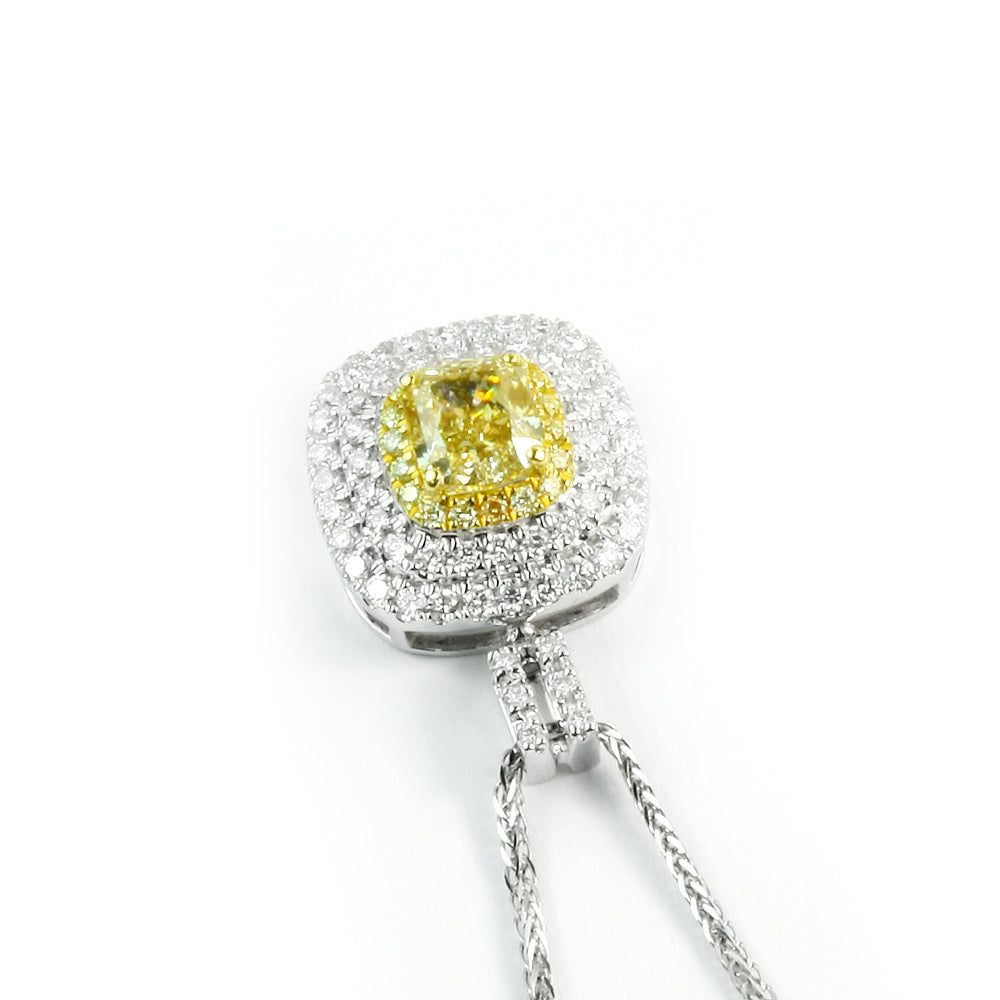 GIA 1克拉Fancy Yellow PT950鉑金 彩鑽墜 極致豪華