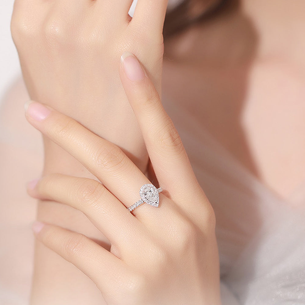 水滴鑽1克拉D/SI2 18K白金 情絲鑽戒