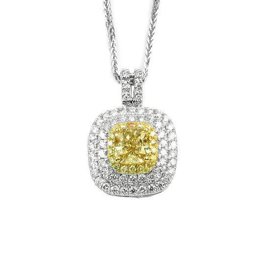 GIA 1克拉Fancy Yellow PT950鉑金 彩鑽墜 極致豪華